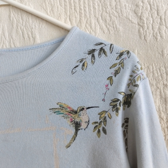 Jade & Jane Cat on Bike Top Whimsical Cottagecore Cat Lover Light Blue - Picture 3 of 8